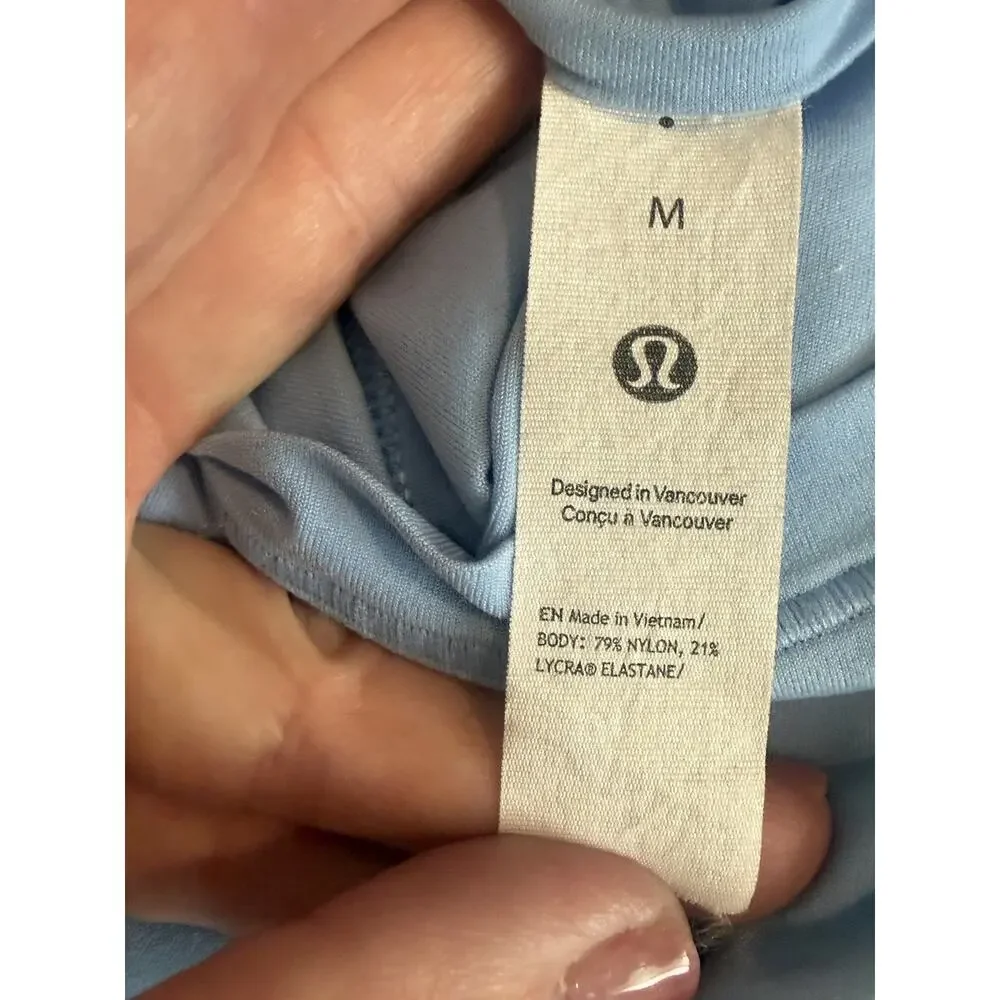 Lululemon Blue Nulu Soft Short Sleeve Stretch Fitted Athletic Top Women's M